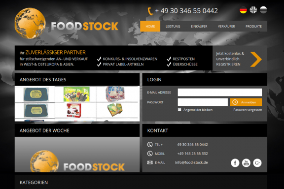 Responsive Webdesign Food-Stock: Startseite