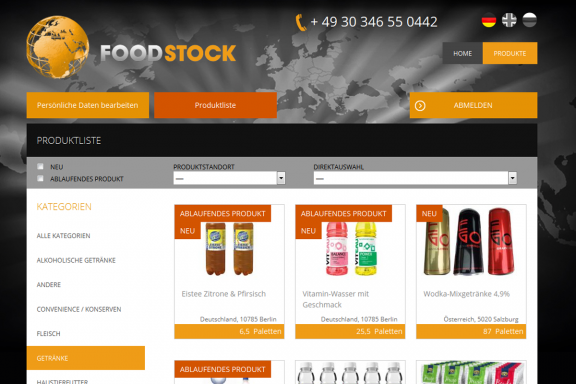 Responsive Webdesign Food-Stock: Produktauswahl