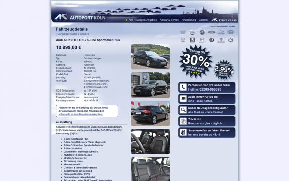 Contao Website-Erstellung AK Autoport Köln: Fahrzeugdetails
