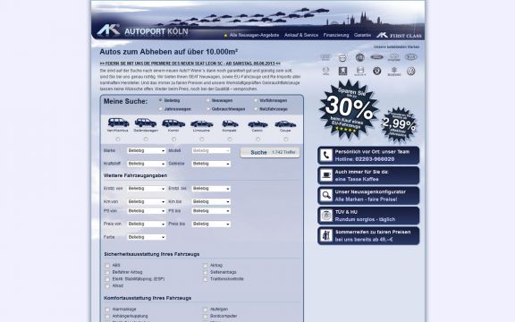 Contao Website-Erstellung AK Autoport Köln: Fahrzeugsuche (erweitert)