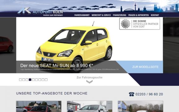 Responsive Webdesign Autoport Köln: Startseite