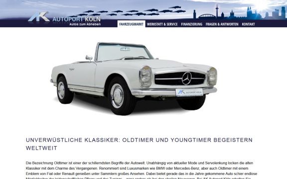 Responsive Webdesign Autoport Köln: Oldtimer Landingpage