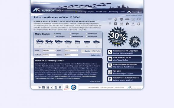 Contao Website-Erstellung AK Autoport Köln: Startseite