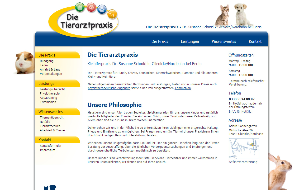 Webdesign Ttierarztpraxis Glienicke: Startseite